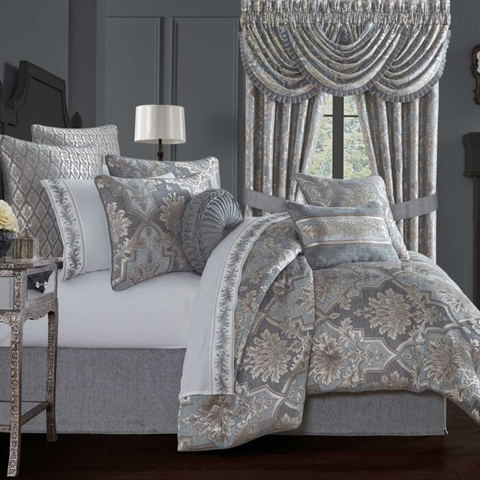 Woodhaven 4 Pcs Comforter Set in Powder Blue by JQueen NY - Clearance SaleFki